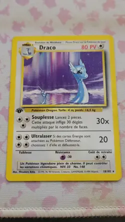 1999 Pokemon FRENCH 1st Edition Base Set Draco-Dragonair 18/102 - Image 1