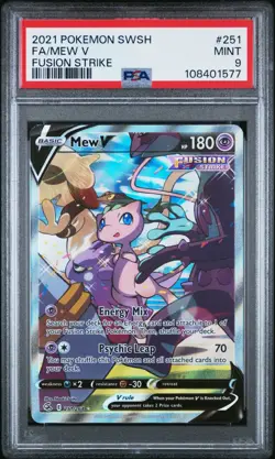 2021 POKEMON SWORD & SHIELD FUSION STRIKE #251 FULL ART/MEW V PSA 9 - Image 1