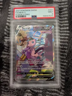 2021 POKEMON SWORD & SHIELD FUSION STRIKE #251 FULL ART/MEW V PSA 9 - Image 3
