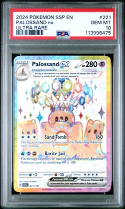 2024 POKEMON SSP EN-SURGING SPARKS ULTRA RARE #221 PALOSSAND EX PSA 10 - Image 1