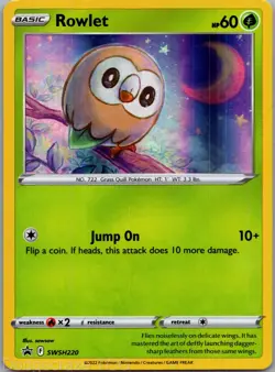 Rowlet SWSH220 Promo SWSH Black Star Pokemon NM - Image 1