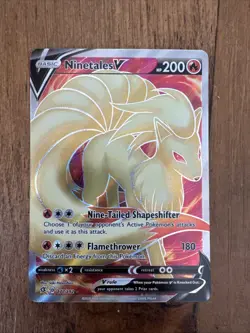 Pokemon TCG card Ninetales V Full Art 177/192 Swsh02 Rebel Clash Holo Ultra Rare - Image 1
