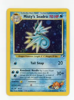Misty's Seadra 9/132 Gym Heroes Prerelease Holo Rare Pokemon - Near Mint! - Image 1