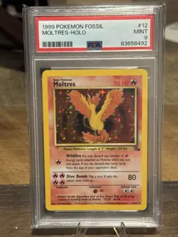 🔥🐦‍🔥1999 Pokemon Fossil Moltres Holo #12 PSA 9 Mint WOTC Unlimited 🔥🐦‍🔥 - Image 1