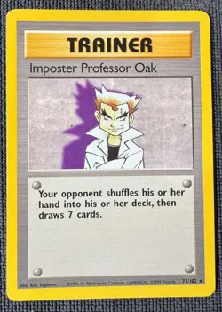 IMPOSTOR PROFESSOR OAK 73/102 RARE BASE SET POKEMON UNLIMITED MP/LP - Image 1