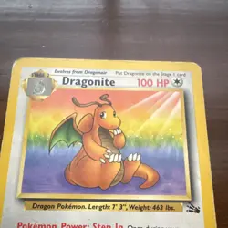 Pokemon Dragonite Fossil Rare 100HP Unlimited 19/62 1999 English - MP - Image 2