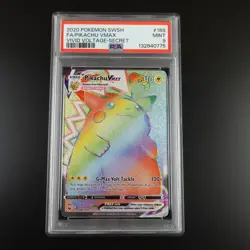 PSA 9 Pikachu Vmax 188/185 Pokemon Vivid Voltage Rainbow Holo Graded Card - Image 1