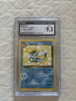 Pokemon CGC 9.5 MINT+ 1999 Vaporeon 28/64 Jungle Rare Card - Image 1