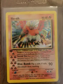 2000 Pokemon Card Ho-Oh 1st Edition Holo Neo Revelation 7/64 HP - Image 2