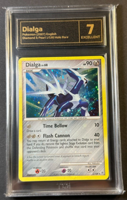 Dialga 1/130 Diamond & Pearl Holo Bleed Error TCG 7 Graded Pokemon Card PSA CGC - Image 1