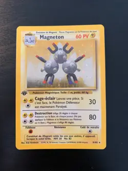 Carte Pokemon : Magneton 9/102 Edition 1 Set de Base Wizards Francaise - Image 1