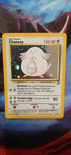 Pokemon Chansey Holo Rare Card #3/130 Base Set 2 WOTC TCG English - Image 1