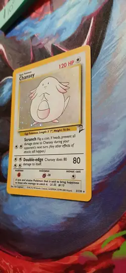 Pokemon Chansey Holo Rare Card #3/130 Base Set 2 WOTC TCG English - Image 3