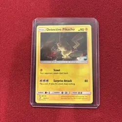 Detective Pikachu 10/18 HOLO Rare Sun & Moon Detective Pikachu Pokemon Card 2019 - Image 1