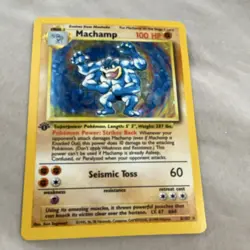 Pokemon Machamp 8/102 Base Set Holo Rare 1st Edition 100 HP English Card - Image 1