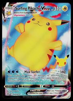Pokemon Card - Surfing Pikachu VMAX Celebrations 009/025 Ultra Rare - Image 1