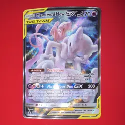 Pokemon Mewtwo & Mew GX TAG TEAM Promo SM191 Full Art Holo Card HP 270 English - Image 1
