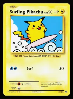 Surfing Pikachu 111/108 Secret Rare XY Evolutions Pokemon Card - Image 1