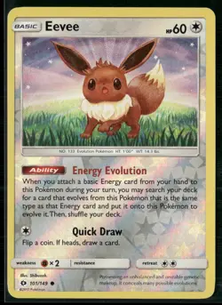 Pokemon - Eevee 101/149 Reverse Holo Sun & Moon Base LP - Image 1