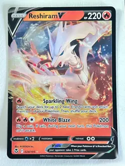 Reshiram V 024/195 Ultra Rare Silver Tempest Pokemon TCG Pack Fresh Near Mint NM - Image 1