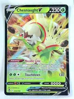 Chesnaught V 015/195 Ultra Rare Silver Tempest Pokemon - Pack Fresh Near Mint NM - Image 1