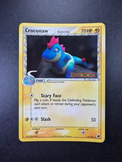 2005 POKEMON CROCONAW EX DRAGON FRONTIERS REVERSE HOLO 27/101 STAMPED - Image 1
