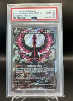 PSA 10 Galarian Moltres V Alt Art 177/198 Pokemon TCG Chilling Reign GEM MINT - Image 1