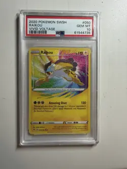 Pokemon Raikou Amazing Rare Vivid Voltage 050/185 Holo PSA 10 - Image 1