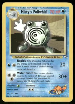Pokemon Tcg Misty's Poliwhirl #53 Pokemon Gym Heroes LP - Image 1