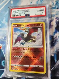 2023 POKEMON SWORD & SHIELD CROWN ZENITH #020 RADIANT CHARIZARD PSA 10 - Image 1