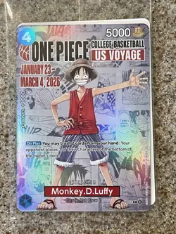 SEALED One Piece Card Monkey D. Luffy P-055 US Voyage Holo Strike Bandai Namco - Image 3