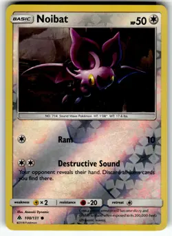 Noibat 100/131 SM - Forbidden Light LP Pokemon Card TCG - Image 1