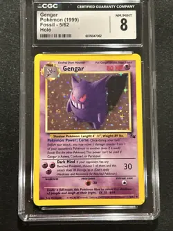 CGC 8 Gengar 1999 Fossil 5/62 Holo Pokemon Card - Image 1