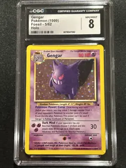 CGC 8 Gengar 1999 Fossil 5/62 Holo Pokemon Card - Image 2