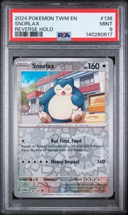 2024 POKEMON TWILIGHT MASQUERADE #136 SNORLAX PSA 9 - Image 1