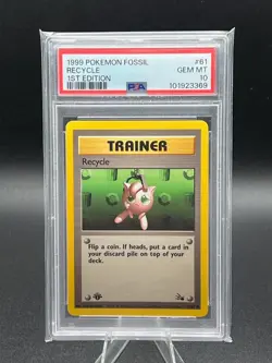 1999 Pokemon Fossil 1st Edition Recycle #61 Jigglypuff PSA 10 Gem Mint - Image 1