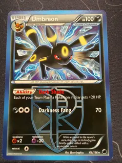 UMBREON 64/116 Plasma Freeze RARE NON-HOLO Pokemon TCG card NM - Image 1