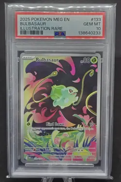 2025 POKEMON MEGA EVOLUTION BULBASAUR #33 ILLUSTRATION RARE PSA 102025... - Image 1