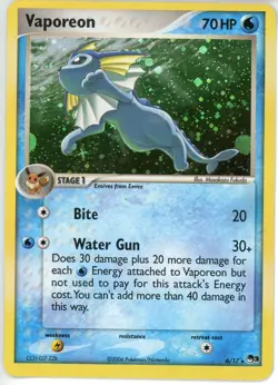 2006 Pokemon Vaporeon 6/17 Holofoil POP Series 3 Moderately Played - Image 1