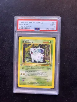 1999 POKEMON JUNGLE #57 NIDORAN 1ST EDITION MINT PSA 9 - Image 1