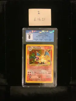 1999 POKEMON BASE SET CHARIZARD UNLIMITED HOLO 4/102 CGC 8 NM - MINT RARE CARD - Image 1