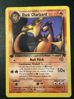 Pokemon 1st Edition Dark Charizard TCG Non-Holo Rare Card 21/82 - Image 1