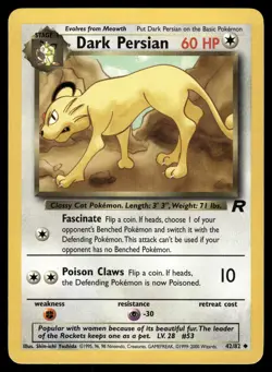 Dark Persian LP 42/82 Team Rocket Pokemon Card - Image 1