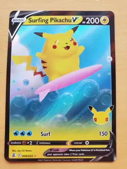 Pokemon Surfing Pikachu V 008/025 Celebrations Ultra Rare Card NM - Image 1
