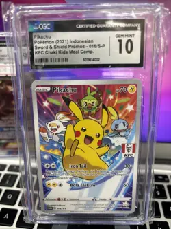 Pokemon Pikachu TCG Indonesian KFC Promo Card 016/S-p CGC 10 - Image 1