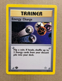 1st Edition Energy Charge 85/111 Neo Genesis - Rare Pokemon Card - HP - Image 1