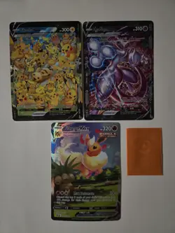 Pokemon SWSH JUMBO Card Promo Lot - Mewtwo Vunion, Pikachu Vunion. Flareon Vmax - Image 1