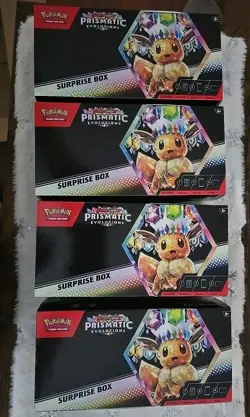Lot Of 4 EMPTY Pokemon Prismatic Evolutions Surprise Box w/ 16 dividers No Cards - Image 1