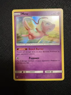 Pokemon Card TCG Mew Holo 76/214 Rare Sun and Moon Unbroken Bonds 2019 NM - Image 1