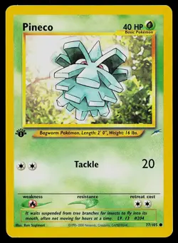 Pokemon Card Pineco 77/105 Neo Destiny 1st Edition - Image 1